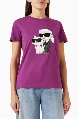 Buy Karl Lagerfeld Purple Ikonik Karl Choupette T shirt in Cotton