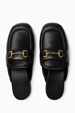Buy Gucci Black GG Horsebit Slippers in Leather for Men in Saudi
