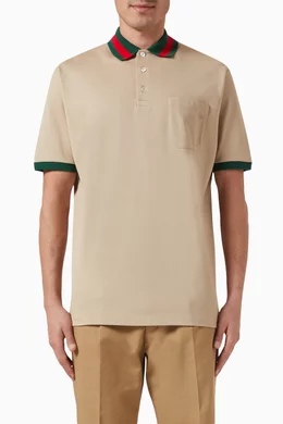 Cotton polo discount with web collar