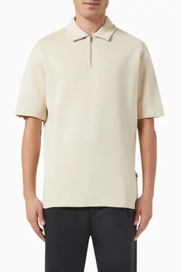 Buy Selected Homme Neutral Half zip Polo Shirt in Cotton Blend for