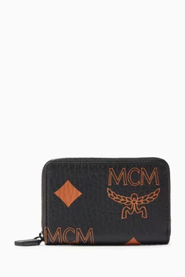Buy MCM Black Mini Zip Maxi Visetos Wallet in Coated canvas for
