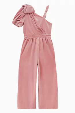 Buy Habitual Pink Bow detail Jumpsuit in Velour for Girls in Saudi