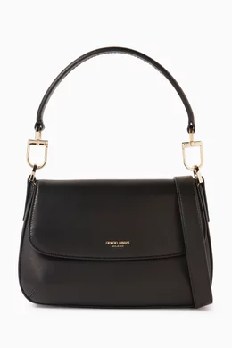 Buy Giorgio Armani Black Small La Prima Baguette Bag in Leather