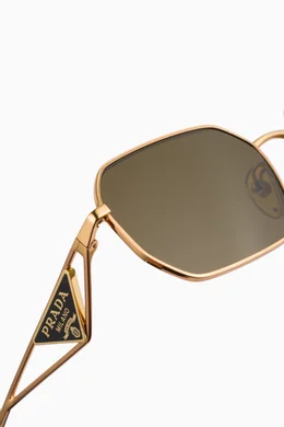Buy Prada Gold Rectangle Sunglasses in Metal for Women in Saudi