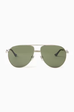 Gucci silver aviator sunglasses hot sale