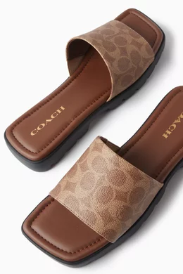 Buy Coach Grey Florence Sandals in Signature Canvas for Women in