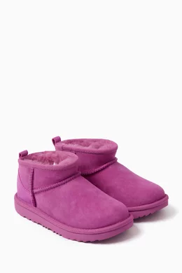Buy UGG Purple Classic Ultra Mini Boots in Suede for Girls in Saudi