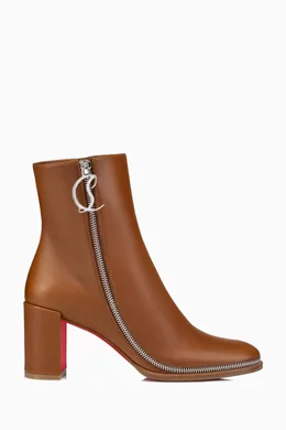Buy Christian Louboutin Brown CL 70 Ankle Boots in Leather for