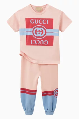 Buy Gucci Pink Logo print T shirt in Cotton for Baby Boys in Saudi