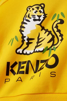 Buy KENZO KIDS Yellow Kotora Tiger Logo Print Sweatshirt in Cotton