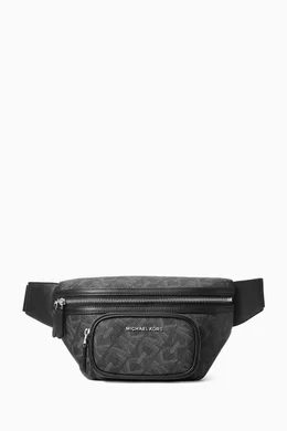 Buy Michael Kors Black Hudson Empire Signature Logo Belt Bag in