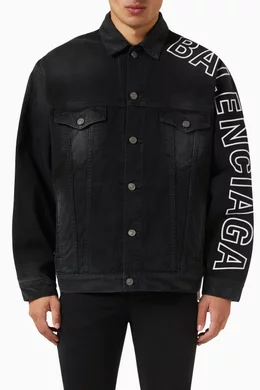 Black balenciaga denim jacket new arrivals