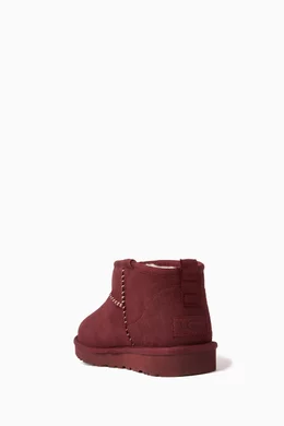 Buy UGG Burgundy x Madhappy Classic Ultra Mini Boots in Suede for