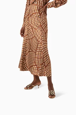 Buy Tory Burch Gold Miller Bomb 55 Sandals in Metallic Leather
