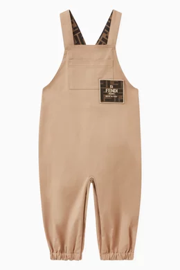 Buy Fendi Neutral Logo Patch Jumpsuit in Cotton for Baby Boys in