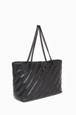 Buy Balenciaga Black Medium Crush Carry all Tote Bag in Quilted