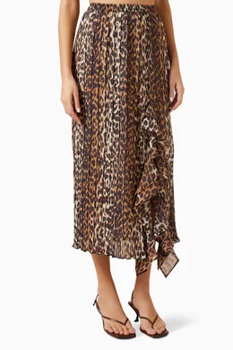 Ganni leopard-print deals silk midi skirt