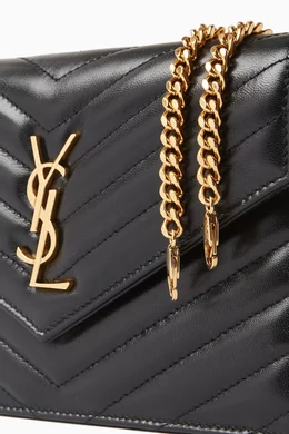 Saint laurent black monogramme 2024 envelope chain wallet bag