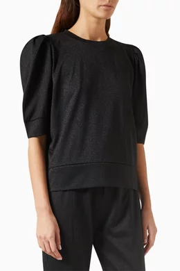 Buy Karl Lagerfeld Black Short Puff sleeve Sweatshirt in Lurex