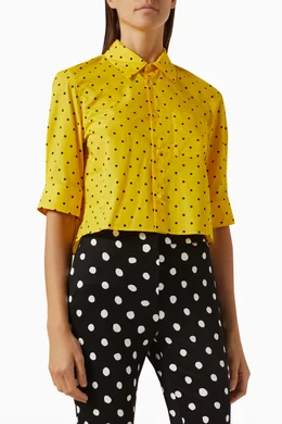 Yellow and black polka dot shirt store