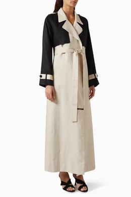 Buy Takara Neutral Nero Two tone Trench Coat Abaya for Women in