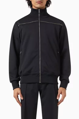 Buy Palm Angels Black Studded Monogram Track Jacket in Jersey