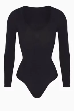 Buy SKIMS Black Seamless Sculpt Bodysuit in Nylon-spandex for Women in  Saudi