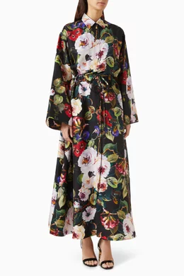 Buy Dolce Gabbana Multicolour Rose Garden print Kaftan in Silk