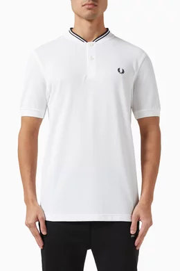 Buy Fred Perry White Bomber Collar Polo Shirt in Cotton piqu for