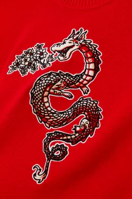 Buy KENZO KIDS Red Year Of The Dragon Sweater in Cotton Blend Knit