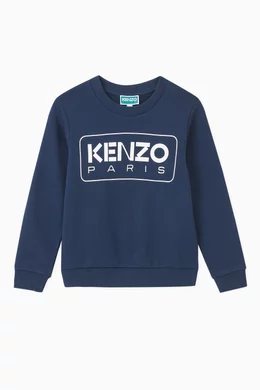 Buy KENZO KIDS Blue Logo Print Sweatshirt in Cotton for Boys in
