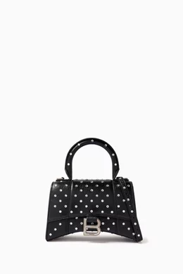 Buy Balenciaga Black XS Hourglass Embellished Top handle Bag