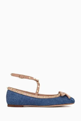Buy Valentino Garavani Blue Valentino Garavani Rockstud Ballerinas