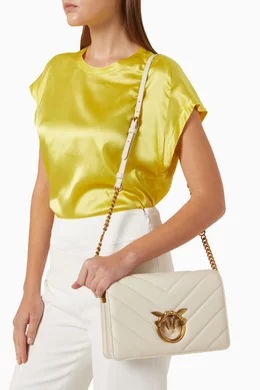 Buy PINKO White Love Click Classic Crossbody Bag in Quilted