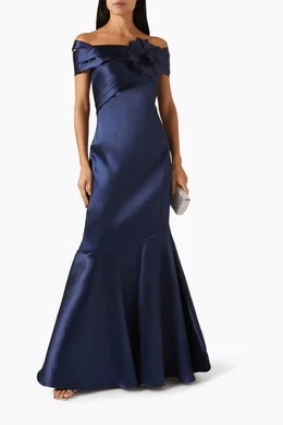 Floral applique maxi online dress