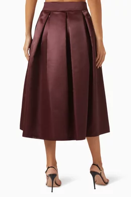 Dark red discount pleated maxi skirt