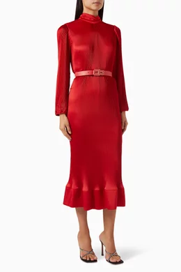 Red peplum store hem dress