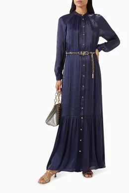 Buy Michael Kors Blue Kaftan Maxi Dress in Crinkled Georgette for