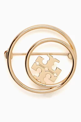 Buy Tory Burch Gold Miller Double Ring Brooch in Gold plated