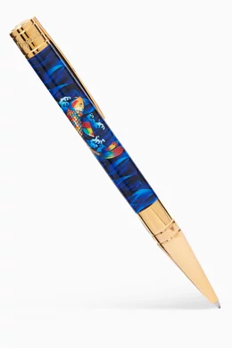 Buy S. T. Dupont Blue D-initial Koi Fish Ballpoint Pen in Brass Online for  Men