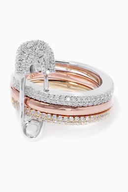 Buy APM Monaco Gold Gold Silver Multi Band Saftey Pin Ring For Women Online Ounass Saudi