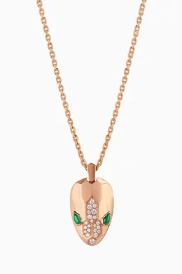 Rose-gold Serpenti Malachite Pavé Diamond Necklace