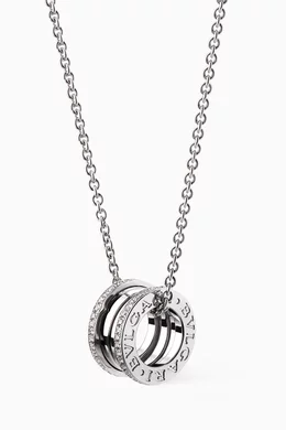 Buy BVLGARI Silver White gold B.zero1 Pendant With Pave Diamonds Necklace For Women Online Ounass Saudi