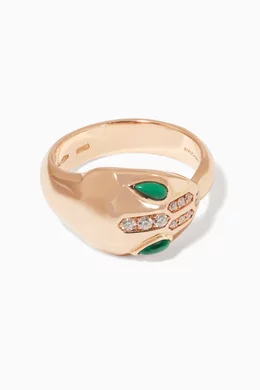 Rose-Gold, Malachite And Diamond Serpenti Seduttori Ring