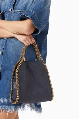 Buy Stella McCartney Blue Mini Falabella Tote Bag in Shaggy