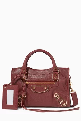 Balenciaga mini city burgundy hotsell