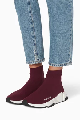 Burgundy balenciaga speed trainers online