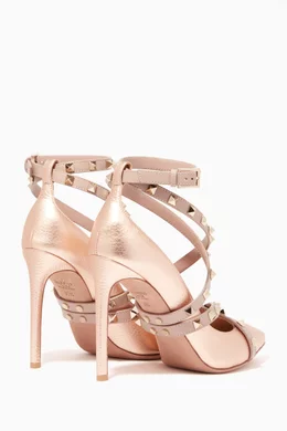 Buy Valentino Garavani Gold Rose Gold Metallic Rockstud Studwrap Pumps For Women Online Ounass Saudi