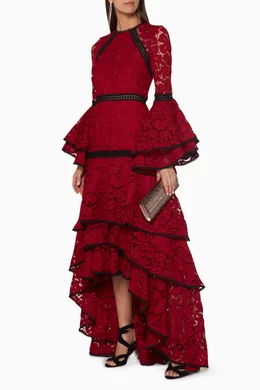 Alexis red lace dress top