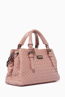 Buy Bottega Veneta Pink Deco-Rose Mini Roma Tote Bag For Women